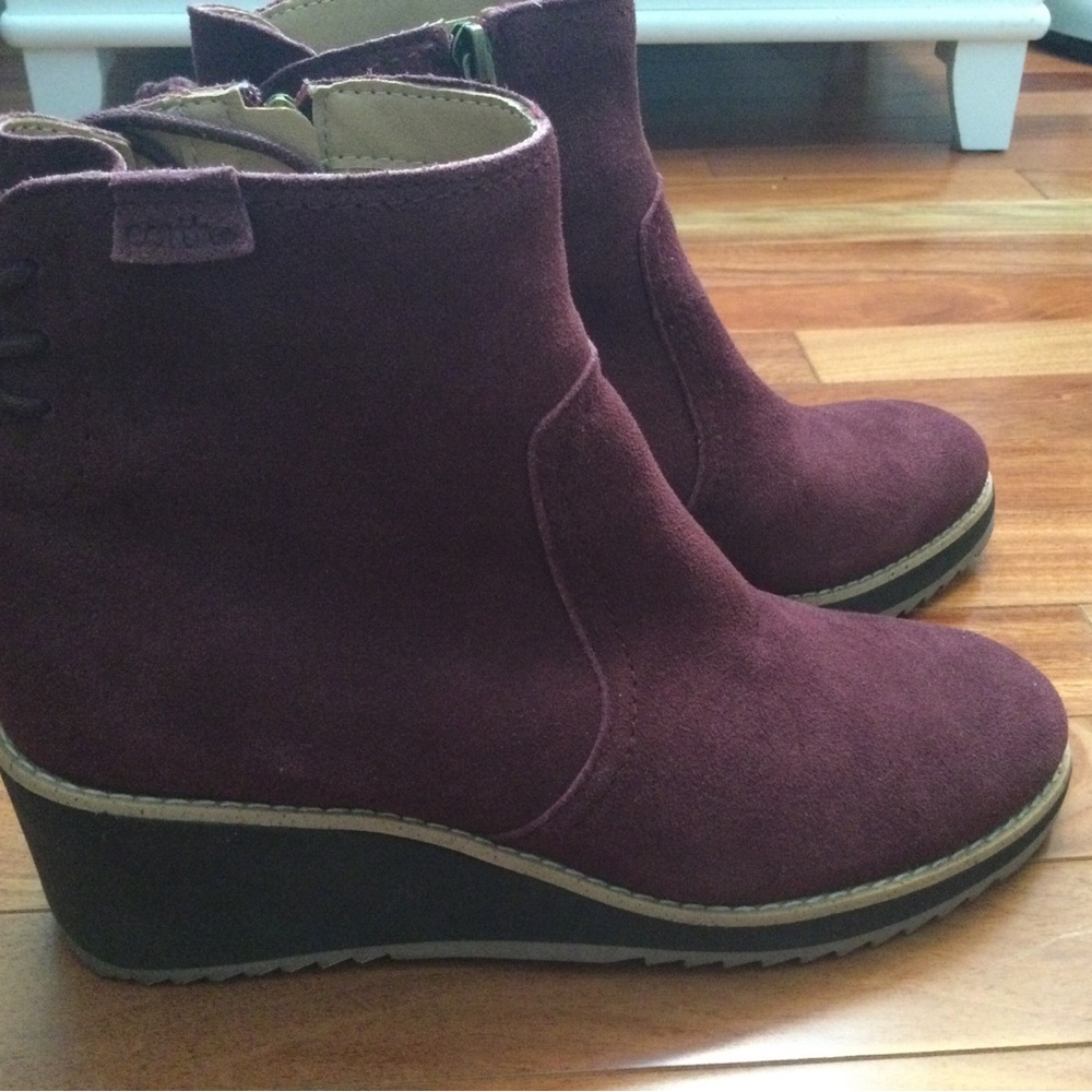 PRICE DROP! Purple Suede Ankle wedge heel Boots